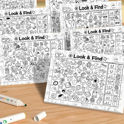 Look and Find Activity Book for Kids with Hidden Objects, Focus Attention Practice, Fun Coloring Activity Book for Home School