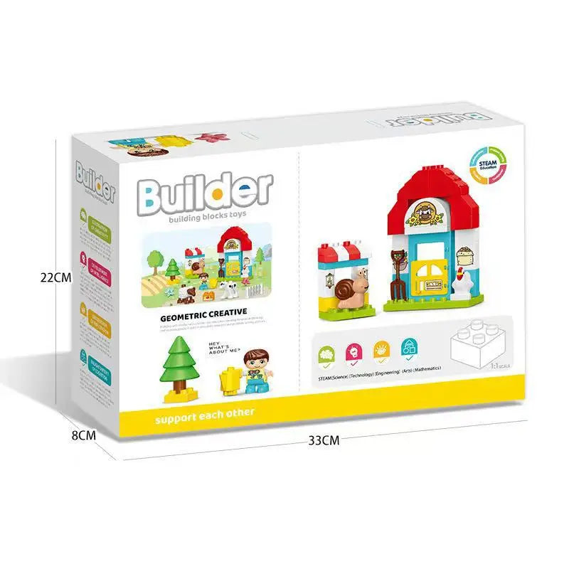 46pcs/set Creative Farm Series Large Particle Building Blocks Kindergarten Early Education Puzzle Toys For Kids Christmas Gifts