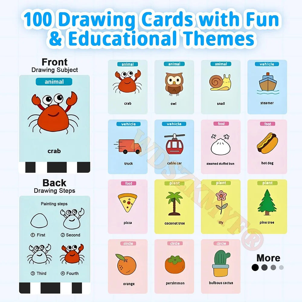 New Kids Drawing Robot Interactive Educational Auto Drawing Robot with 100 Cards for Boys Girls Preschool Learning