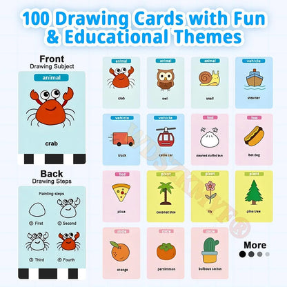 New Kids Drawing Robot Interactive Educational Auto Drawing Robot with 100 Cards for Boys Girls Preschool Learning