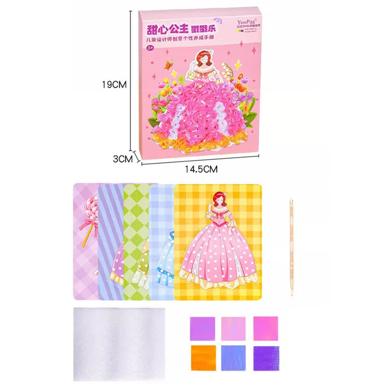 Children's Fabric Art Craze Poke Drawing Craft Toys Creative Puzzle Puncture Painting Poking Sticker Kids Birthday Gift For Girl