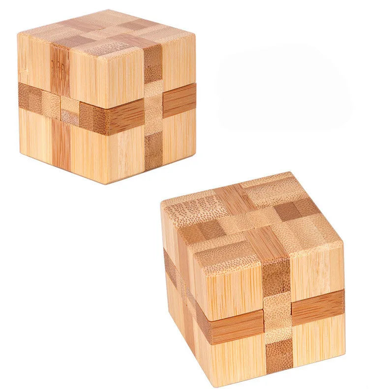 New Design IQ Brain Teaser Kong Ming Lock 3D Wooden Interlocking Burr Puzzles Game Toy Bamboo Small Size For Adults Kids