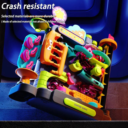 Educational Montessori Toy Multi-Layer Track Adventure Game Rail Rolling Ball Model Interactive Brain for Children Kids