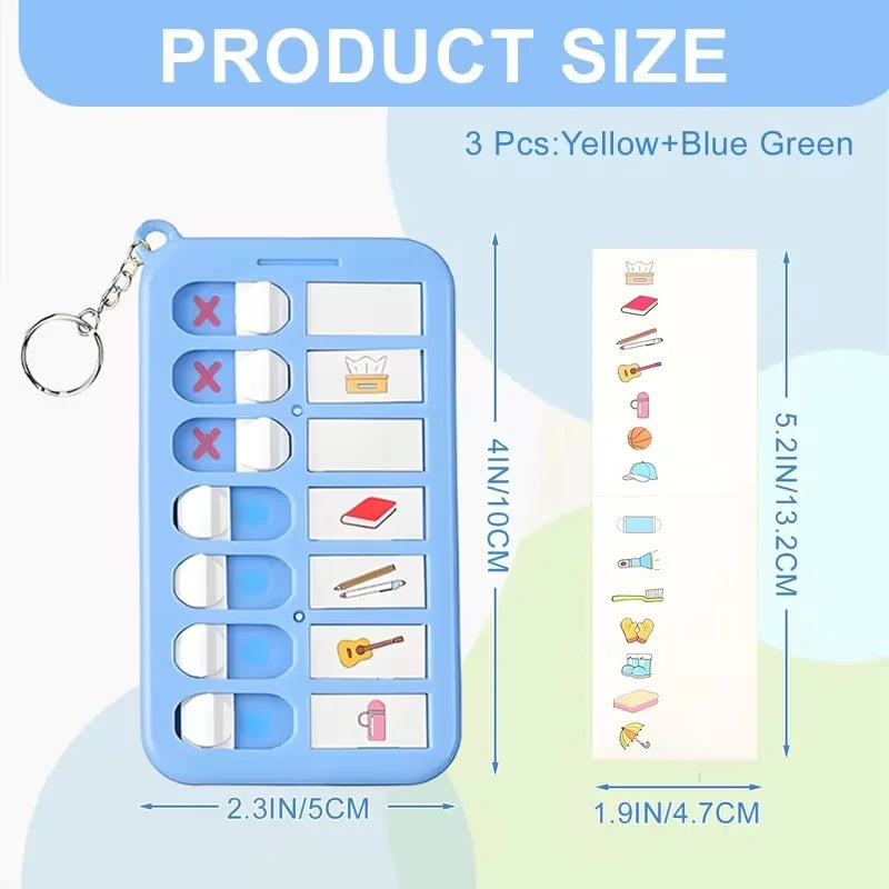 Kids Self-Discipline Checklist Memo Board Portable Keychain Visual Habit Tracker for Children Daily Task