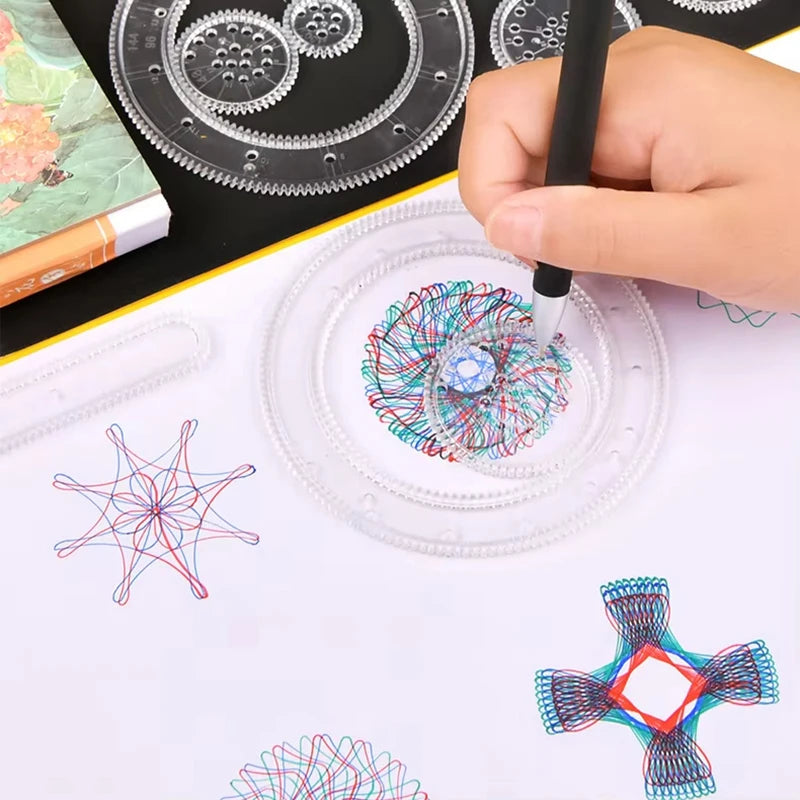Funny Spirograph Drawing Toys Set Creative Gears Geometry Stencils Painting Template Art Crafts Kids Educational Students Gifts