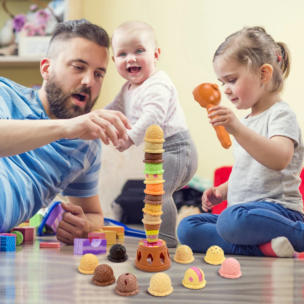 Children's Ice Cream Stacking Games Simulated Food Stack Up Play Kids Kitchen Pretend Play Toy Educational Toys For Gift Box