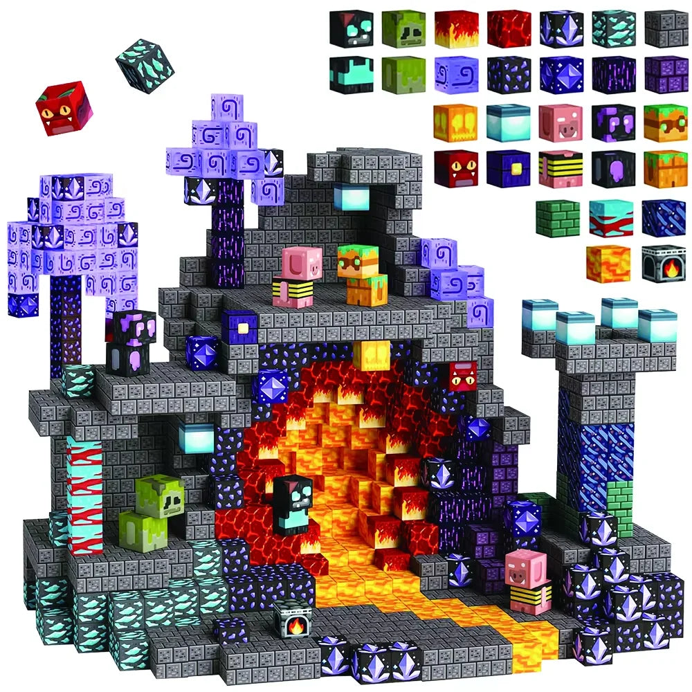 54pieces Kids Magnetic Building Plastic Stacking Coloring Creative Shape Educational Construction Stands Toy Blocks