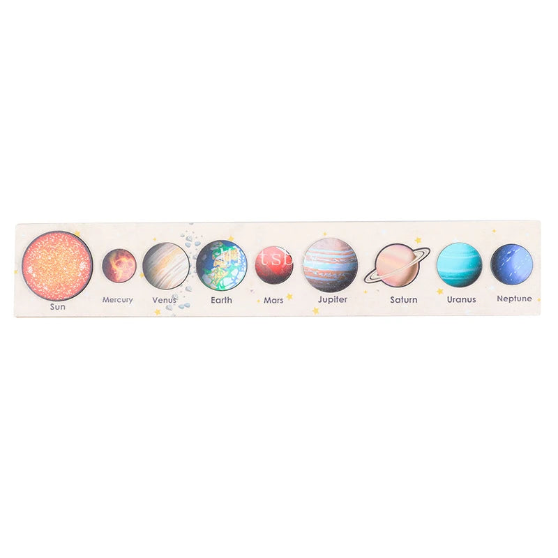 Baby Wooden Montessori Teaching Aids Science Cognition Jigsaw Puzzle Universe Solar System Eight Planet Matching Educational Toy