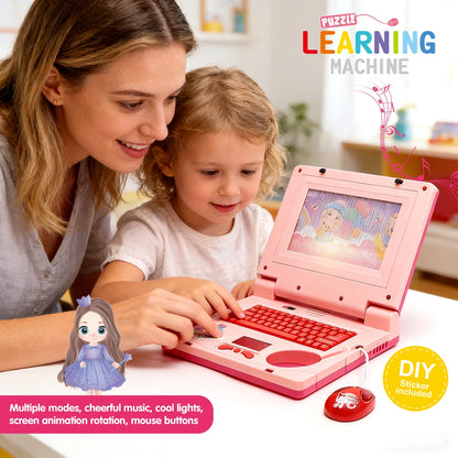 Pink Kids Learning Laptop Toy – Interactive Educational Computer with Music, Lights & Mouse for Early Development