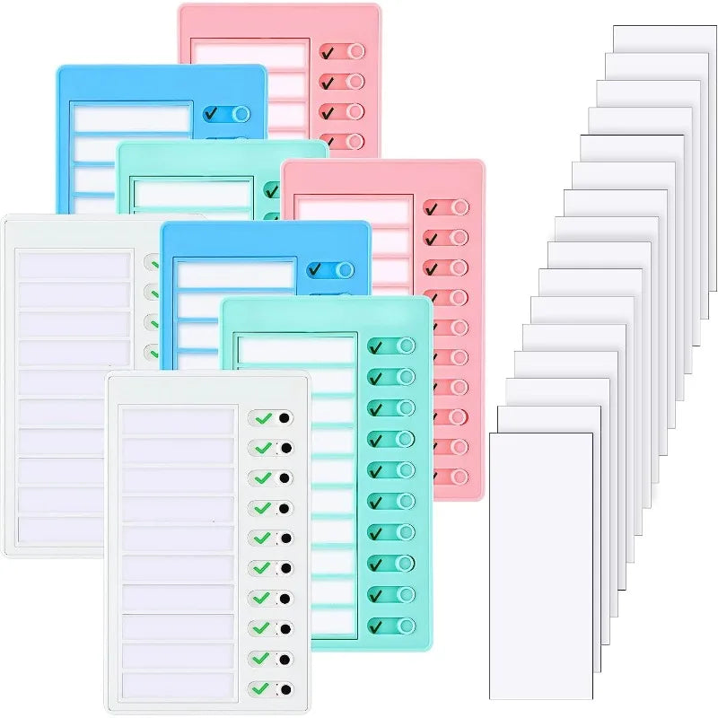 1 pcs Kids Chore Chart with 5 pcs Blank Card,Plastic Checklist Board with Detachable Cardstock to Do List for Routine Planning