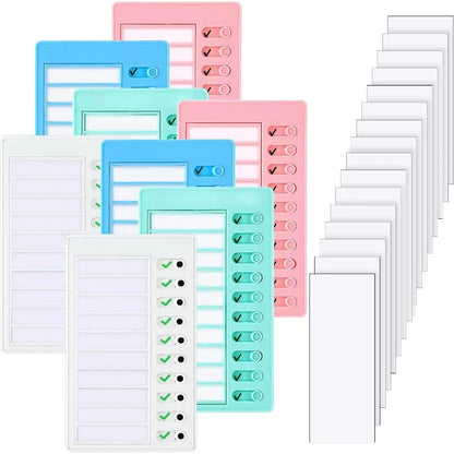 1 pcs Kids Chore Chart with 5 pcs Blank Card,Plastic Checklist Board with Detachable Cardstock to Do List for Routine Planning