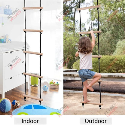 Children Climbing Rope Ladder Wooden Swing Kids Indoor Outdoor Tree Playground Recreation Play Game Bodybuilding Set