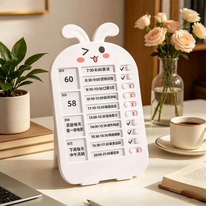 Kids Routine Chart with Sliding Buttons, Bunny Habit Tracker for School Home