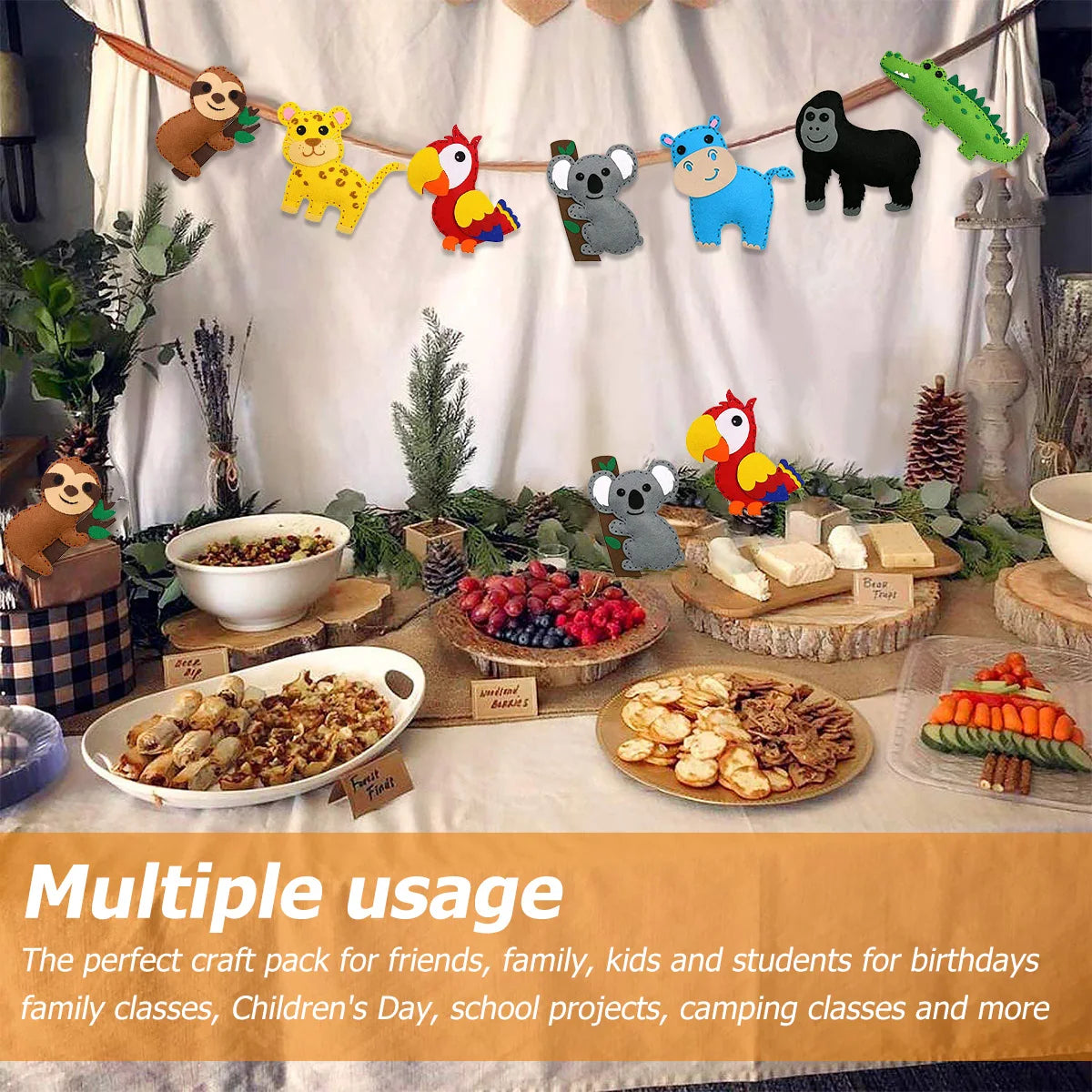 Kids Sewing Kit Woodland Animals Craft DIY Sewing Felt Plush Animals for Kids Beginners Educational Sewing Ornaments Art Toy Set