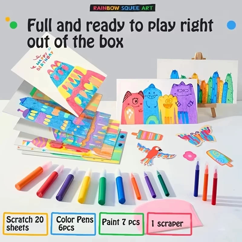 Scratch Art for Kids, Rainbow Scratch Paper Crafts - DIY Drawing Toys to Develop Creativity and Fine Motor Skills, Perfect Gift