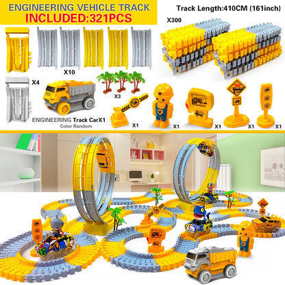 Children Electric Magical Flexible Track Toy Car Engineering Car Kids Educational Toys Train Toys for Children Birthday Gift