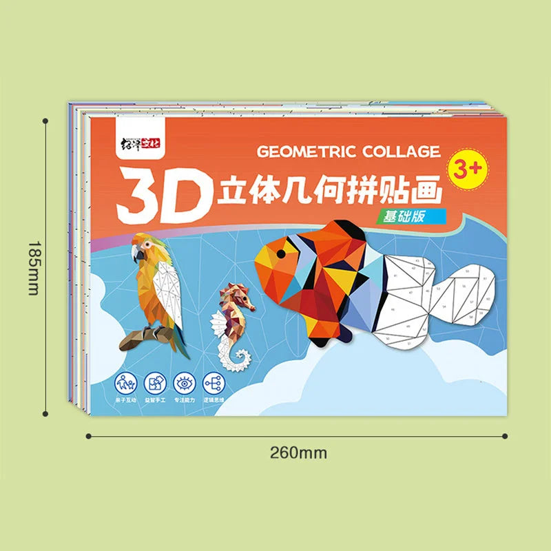 3D Geometric Collage Educational Toy For Kids Cartoon Stickers Beginner Craft Kit For Children