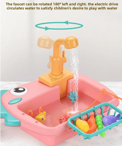 Kitchen Sink Toys Kitchen Toys for Kids with Tableware Accessories Vegetable Fruit Fishing Games for Toddlers Kids Kitchen Play